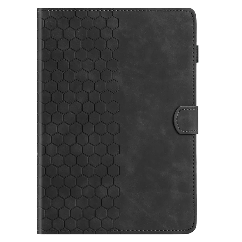 For Samsung Galaxy Tab A9+ Case Honeycomb Printed Leather Tablet Cover with Card Slot - Black