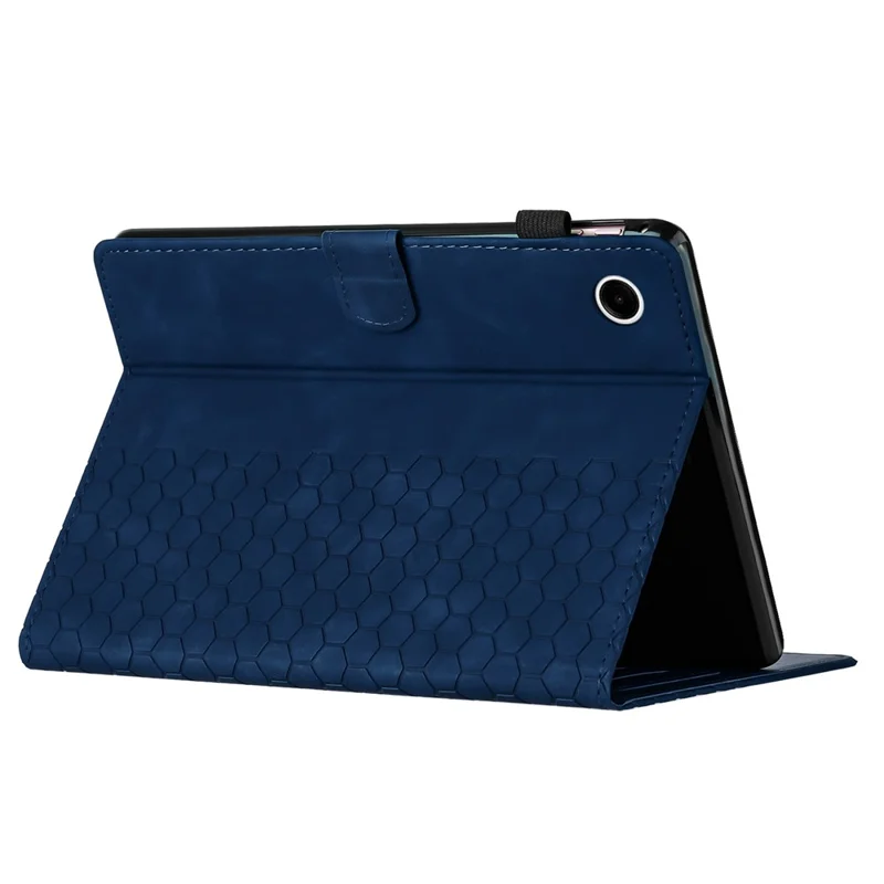 For Samsung Galaxy Tab A9+ Case Honeycomb Printed Leather Tablet Cover with Card Slot - Blue