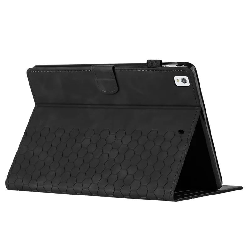 For Samsung Galaxy Tab A7 Lite 8.7-inch T220  /  T225 Case Honeycomb Printed Leather Tablet Cover with Card Slot - Black