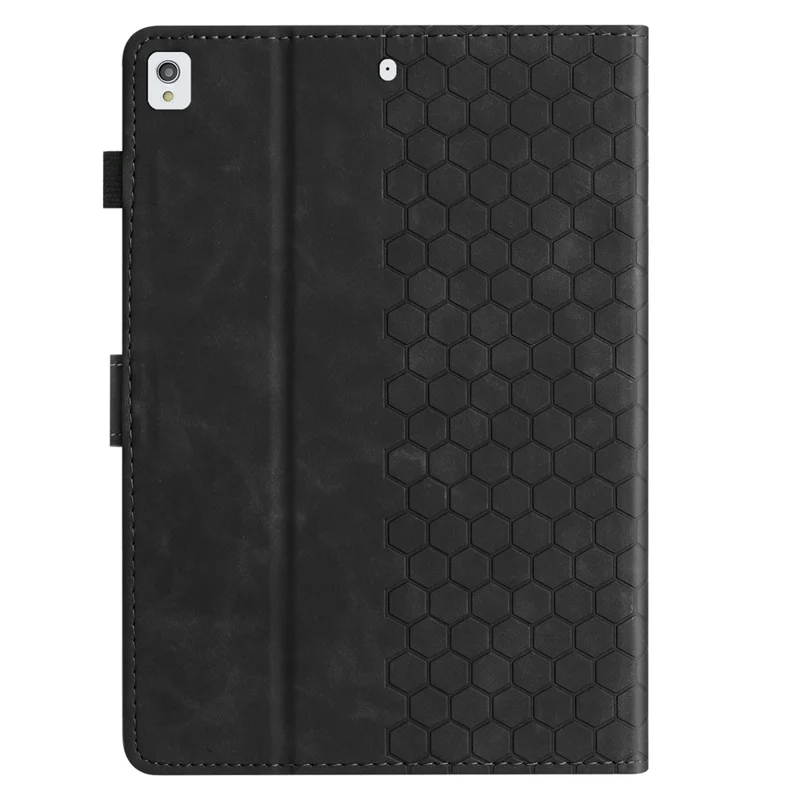 For Samsung Galaxy Tab A7 Lite 8.7-inch T220  /  T225 Case Honeycomb Printed Leather Tablet Cover with Card Slot - Black