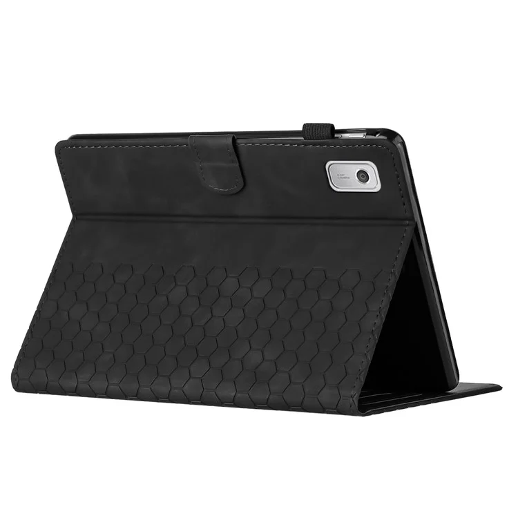 Pour Lenovo Tab P11 Gen 2 Étui Honeycomb Imprimé Cuir Couverture de Tablette avec Fente pour Carte - Noir