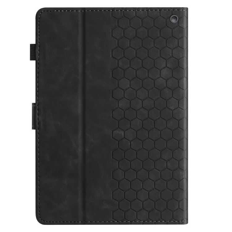 For Amazon Kindle Fire Max 11 2023 Case Honeycomb Printed Leather Tablet Cover with Card Slot - Black