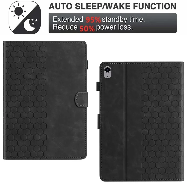 Para Lenovo Tab P11 Funda Panal Impreso Cubierta de Tableta de Cuero con Ranura para Tarjeta - Negro