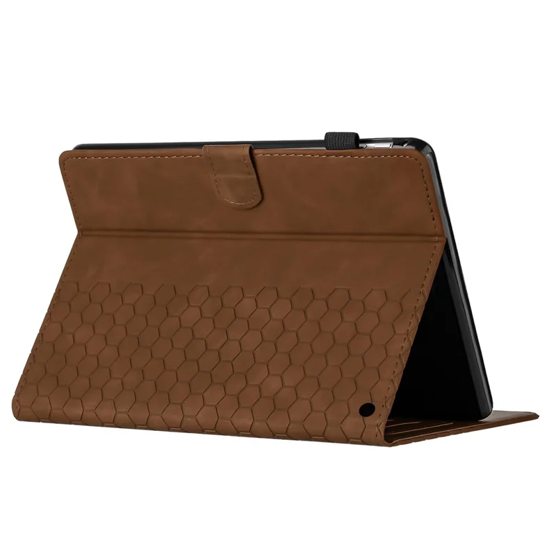 Per Amazon Fire HD 10 (2021) / HD 10 Plus (2021) Custodia con stampa a nido d'ape in pelle con slot per schede - Marrone