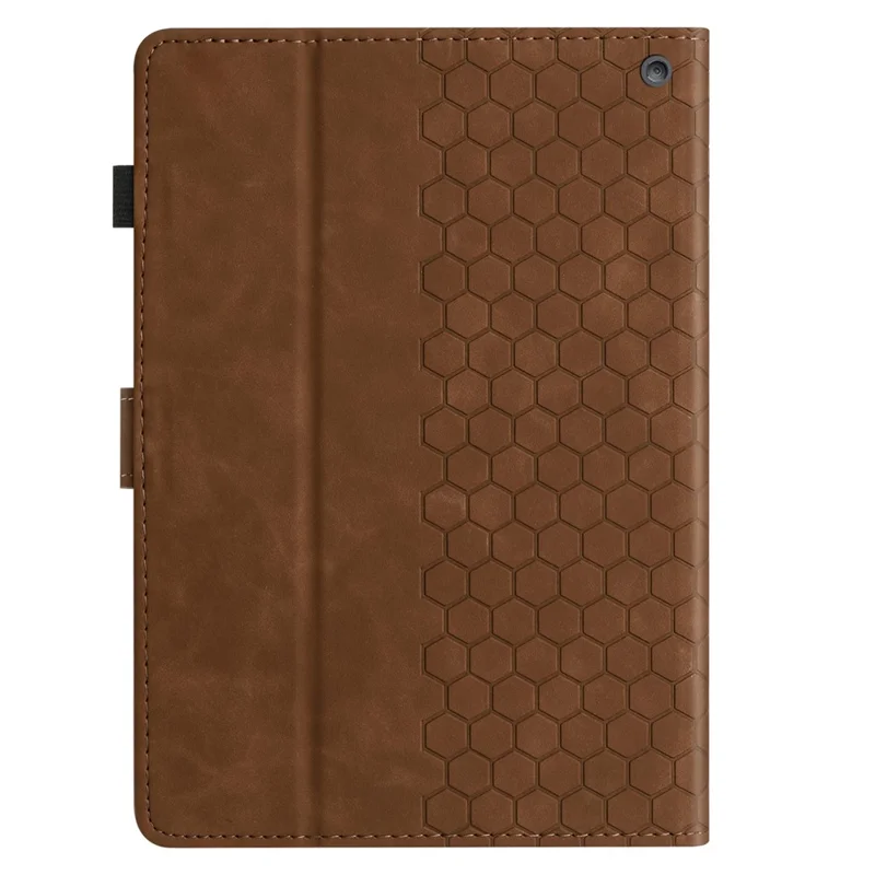 Per Amazon Fire HD 10 (2021) / HD 10 Plus (2021) Custodia con stampa a nido d'ape in pelle con slot per schede - Marrone