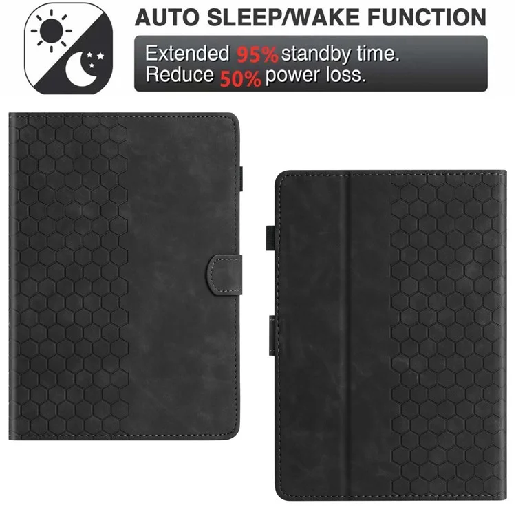For Amazon Kindle Paperwhite 4 (2018)  /  3 (2015)  /  2 (2015)  /  1 (2015) Case Honeycomb Printed Leather Tablet Cover with Card Slot - Black