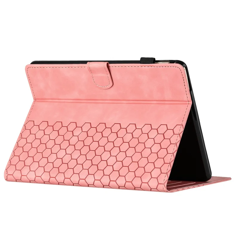 For Amazon Kindle Paperwhite 4 (2018)  /  3 (2015)  /  2 (2015)  /  1 (2015) Case Honeycomb Printed Leather Tablet Cover with Card Slot - Pink