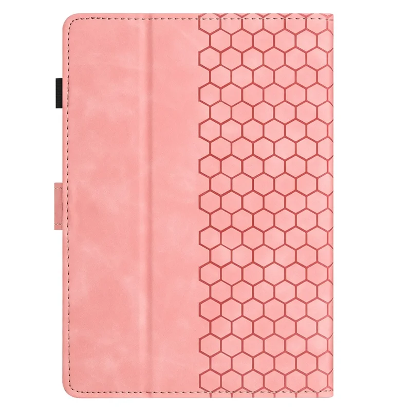 For Amazon Kindle Paperwhite 4 (2018)  /  3 (2015)  /  2 (2015)  /  1 (2015) Case Honeycomb Printed Leather Tablet Cover with Card Slot - Pink