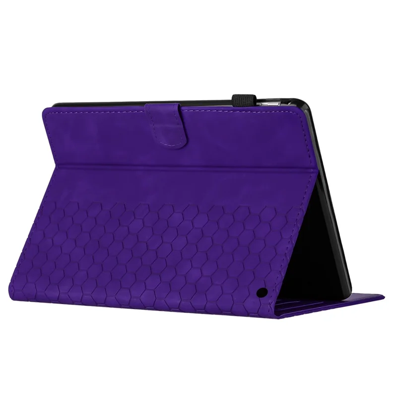 For Amazon Fire HD 8 (2022)  /  (2020) Case Honeycomb Printed Leather Tablet Cover with Card Slot - Purple