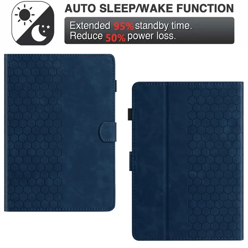 For Amazon Kindle Paperwhite (2021) Case Honeycomb Printed Leather Tablet Cover with Card Slot - Blue
