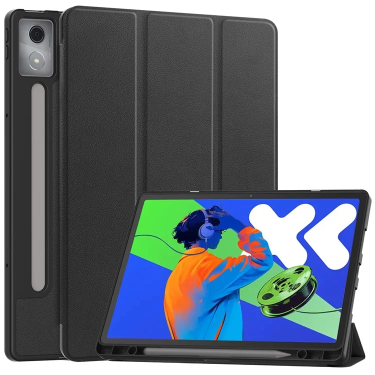 Para Lenovo Xiaoxin Pad Pro 12.7 (2025) Stand Case Capa de Tablet à Prova de Choque com Slot para Caneta - Preto