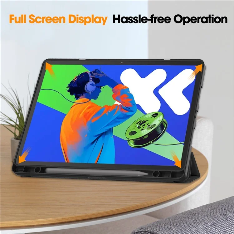 Para Lenovo Xiaoxin Pad Pro 12.7 (2025) Stand Case Capa de Tablet à Prova de Choque com Slot para Caneta - Preto