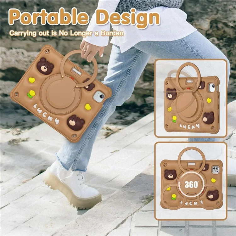 Для Ipad Pro 11 (2024) Case Kickstand Pc+силиконовый+силиконо+тпу Cartoon Bear Bear Tablet Cover