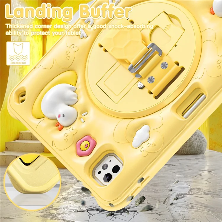 Pour Ipad Pro 11 (2024) Case Avec Bandoulière Modèle de Canard Strap Kickstand pc + Silicone + Tpu Couvercle