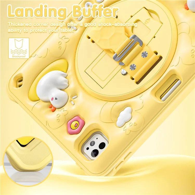 Pour Ipad Pro 11 (2024) Case Avec Bandoulière Modèle de Canard Strap Kickstand pc + Silicone + Tpu Couvercle