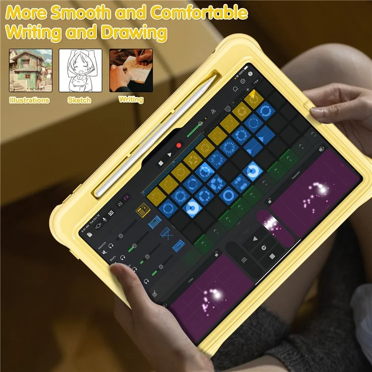 Pour Ipad Pro 11 (2024) Case Avec Bandoulière Modèle de Canard Strap Kickstand pc + Silicone + Tpu Couvercle