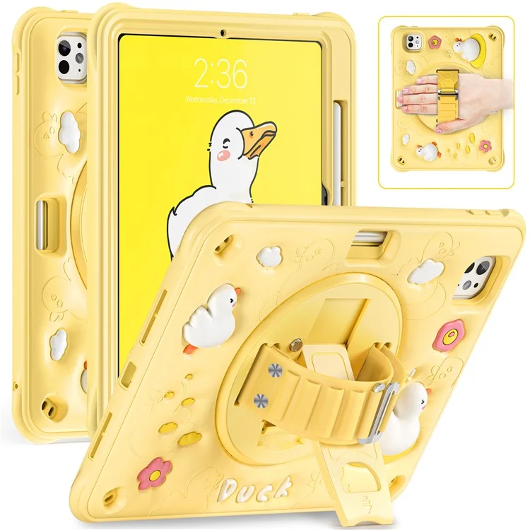 Для Ipad Pro 11 (2024) Case Pattern Pattern Ручной Ремешок Для Ручной Ремешки PC+Silicone+TPU Cover Tablet