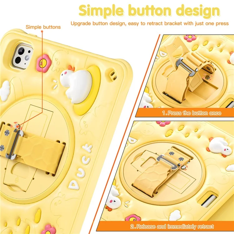 Для Ipad Pro 11 (2024) Case Pattern Pattern Ручной Ремешок Для Ручной Ремешки PC+Silicone+TPU Cover Tablet