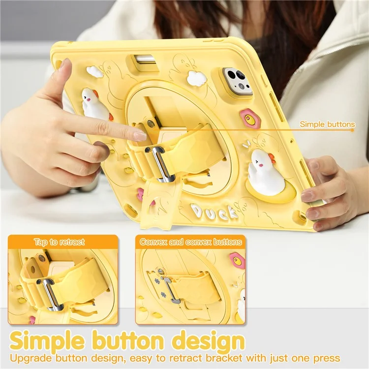 Для Ipad Pro 11 (2024) Case Pattern Pattern Ручной Ремешок Для Ручной Ремешки PC+Silicone+TPU Cover Tablet