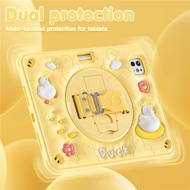 Для Ipad Pro 11 (2024) Case Pattern Pattern Ручной Ремешок Для Ручной Ремешки PC+Silicone+TPU Cover Tablet
