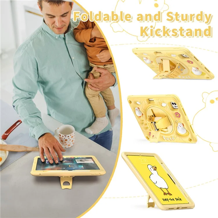 Для Ipad Pro 11 (2024) Case Pattern Pattern Ручной Ремешок Для Ручной Ремешки PC+Silicone+TPU Cover Tablet
