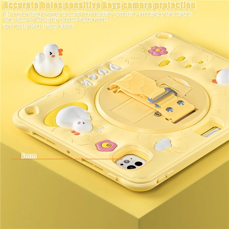 Для Ipad Pro 11 (2024) Case Pattern Pattern Ручной Ремешок Для Ручной Ремешки PC+Silicone+TPU Cover Tablet