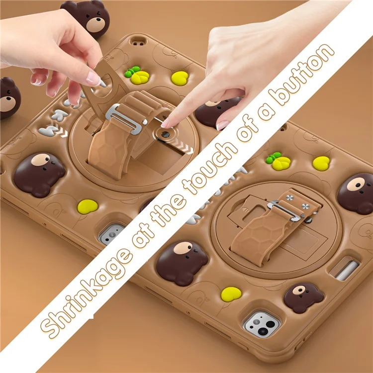 For iPad Pro 11 (2024) Case Bear Pattern PC+Silicone+TPU Kickstand Tablet Cover