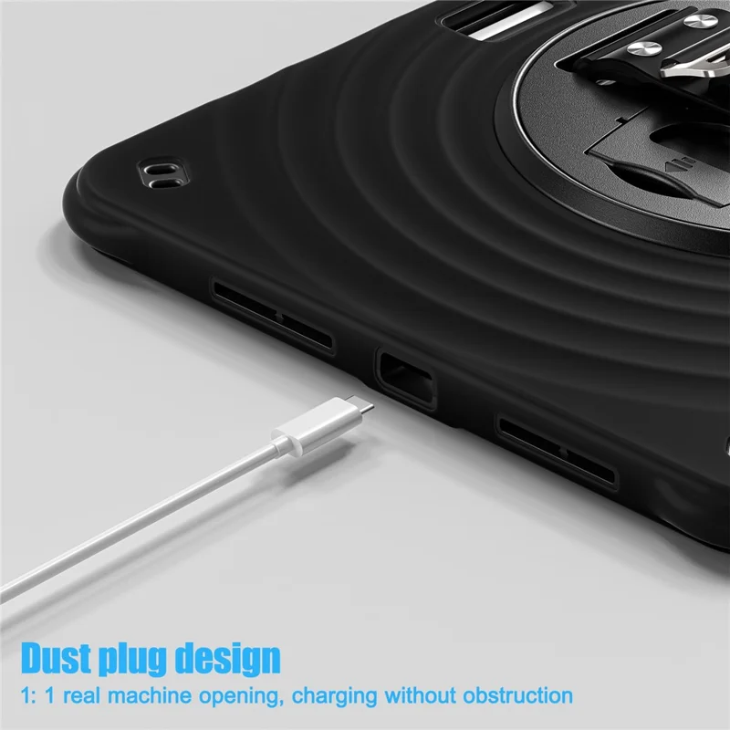 For iPad Pro 11 (2025) / 11 (2024) Case Hand Strap Kickstand TPU+PC+Silicone Tablet Cover - Black