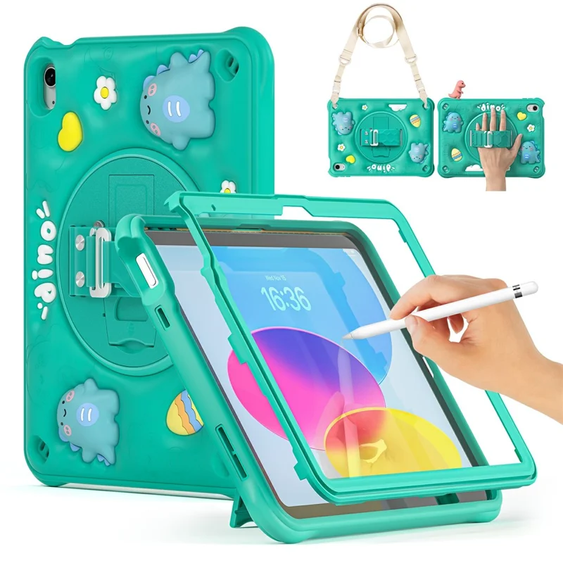 Per Ipad 10.9 (2022) Case Con Spalla Calcio di Dinosauro Coposauro Pc+silicone+copertura Tpu