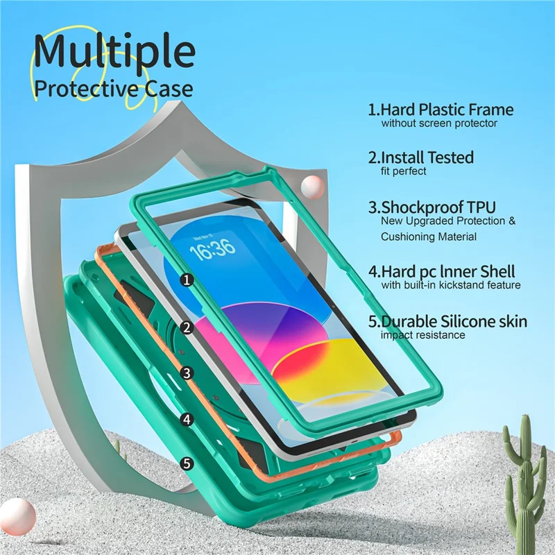 Per Ipad 10.9 (2022) Case Con Spalla Calcio di Dinosauro Coposauro Pc+silicone+copertura Tpu