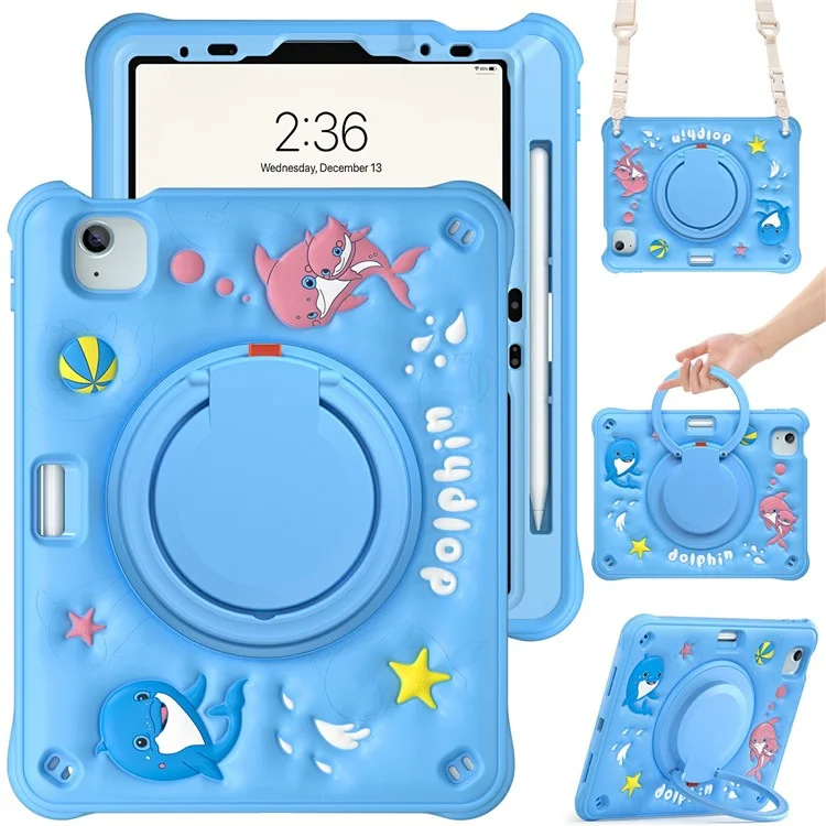para ipad air 11 (2024) / air (2022) /(2020) / ipad pro 11 (2022) /(2021) /(2020) /(2018) caso con correa de hombro pc+silicona+tpu kickstand cover