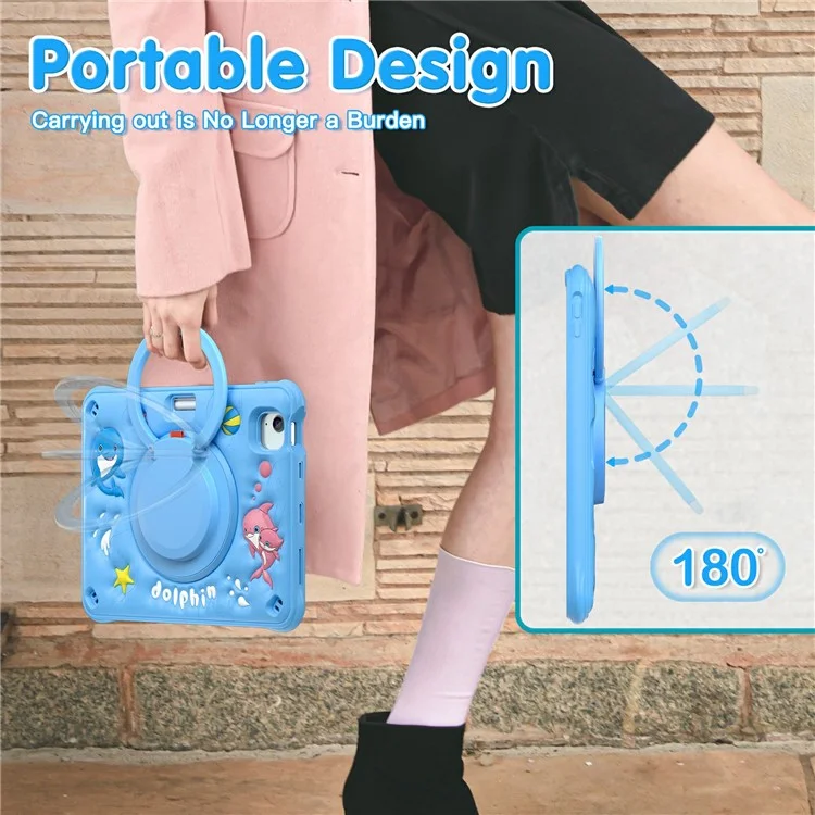 para ipad air 11 (2024) / air (2022) /(2020) / ipad pro 11 (2022) /(2021) /(2020) /(2018) caso con correa de hombro pc+silicona+tpu kickstand cover