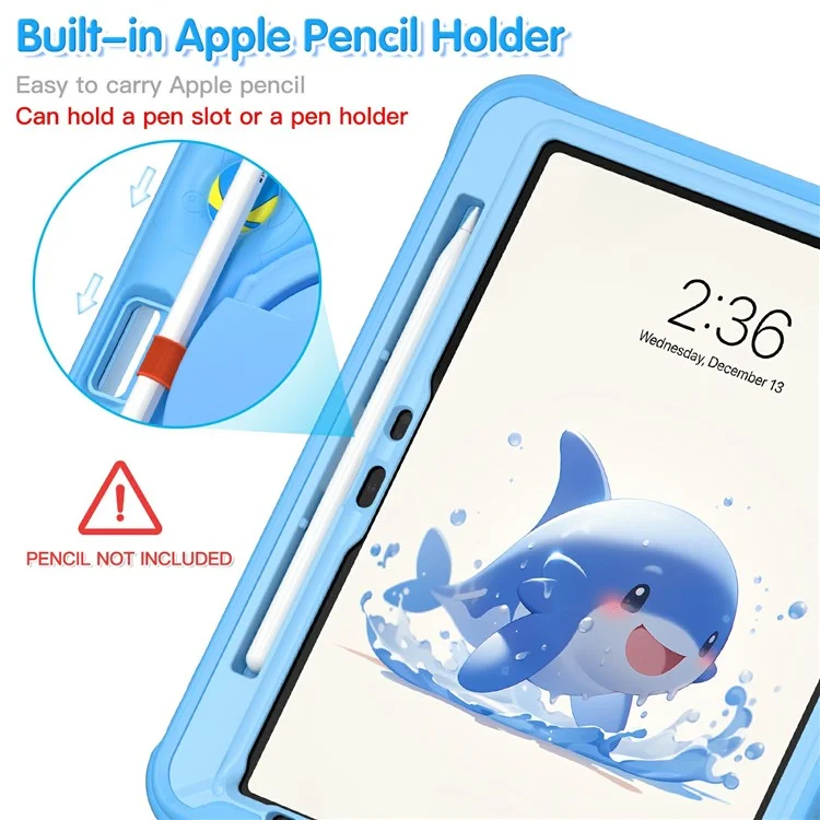 para ipad air 11 (2024) / air (2022) /(2020) / ipad pro 11 (2022) /(2021) /(2020) /(2018) caso con correa de hombro pc+silicona+tpu kickstand cover