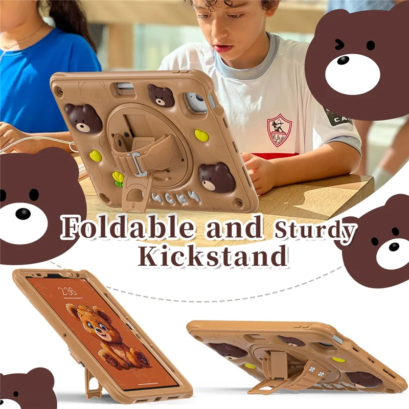 per ipad air 11 (2024) / air (2022) /(2020) / ipad pro 11 (2022) /(2021) /(2020) /(2018) case con pc a spalla pc+silicone+copertina del cavalletto tpu