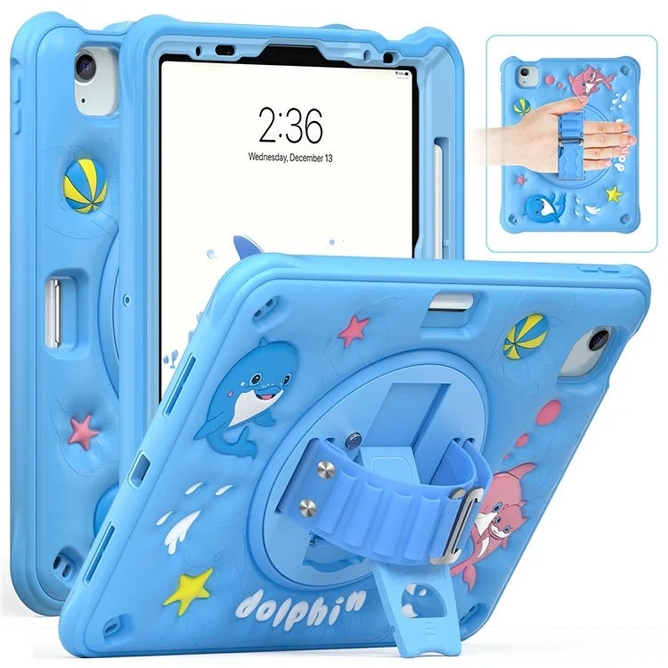 pour ipad air 11 (2024) / air (2022) / (2020) / ipad pro 11 (2022) / (2021) / (2020) / (2018) case de tablette de kickstand mignonne de dauphin