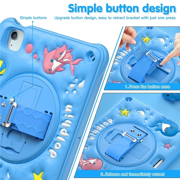 pour ipad air 11 (2024) / air (2022) / (2020) / ipad pro 11 (2022) / (2021) / (2020) / (2018) case de tablette de kickstand mignonne de dauphin