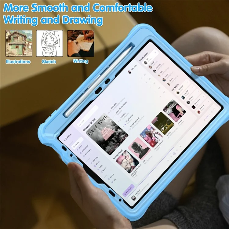 pour ipad air 11 (2024) / air (2022) / (2020) / ipad pro 11 (2022) / (2021) / (2020) / (2018) case de tablette de kickstand mignonne de dauphin