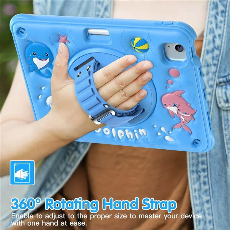 pour ipad air 11 (2024) / air (2022) / (2020) / ipad pro 11 (2022) / (2021) / (2020) / (2018) case de tablette de kickstand mignonne de dauphin