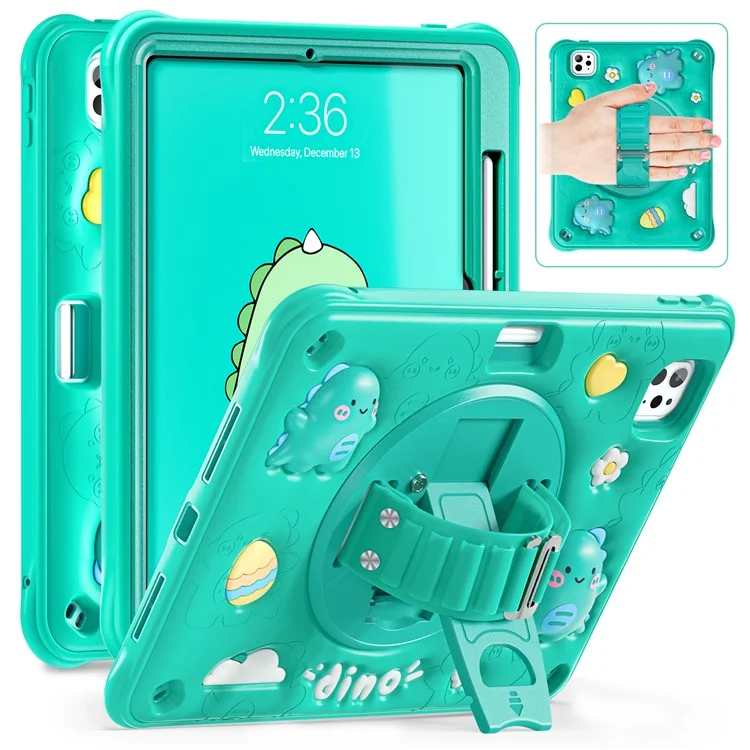 Für Ipad Pro 11 (2024) Fall Cartoon Dinosaurier Handgurt Kickstand Pc+silikon+tpu -abdeckung