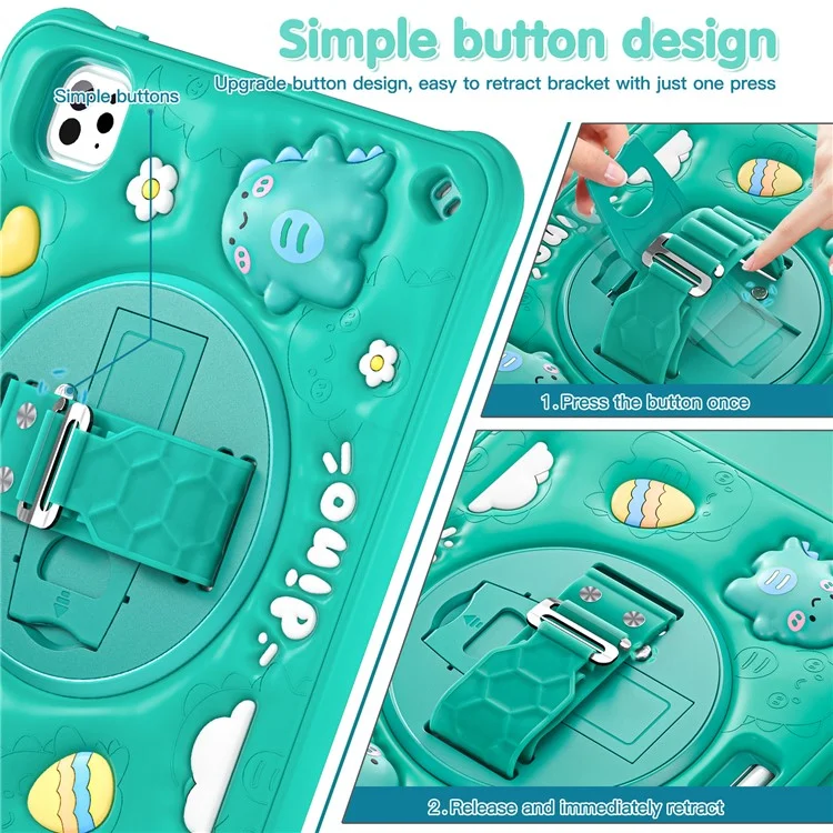 Für Ipad Pro 11 (2024) Fall Cartoon Dinosaurier Handgurt Kickstand Pc+silikon+tpu -abdeckung
