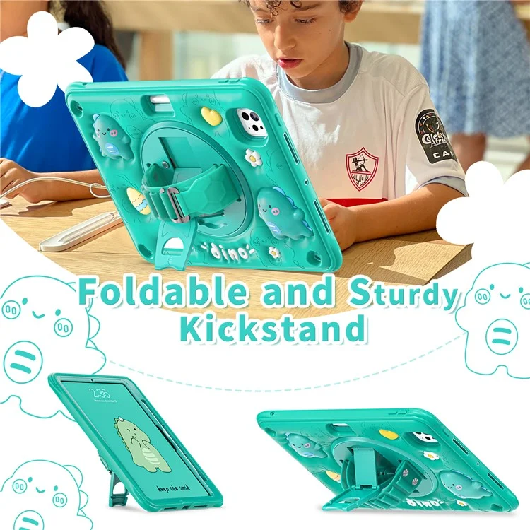 Für Ipad Pro 11 (2024) Fall Cartoon Dinosaurier Handgurt Kickstand Pc+silikon+tpu -abdeckung