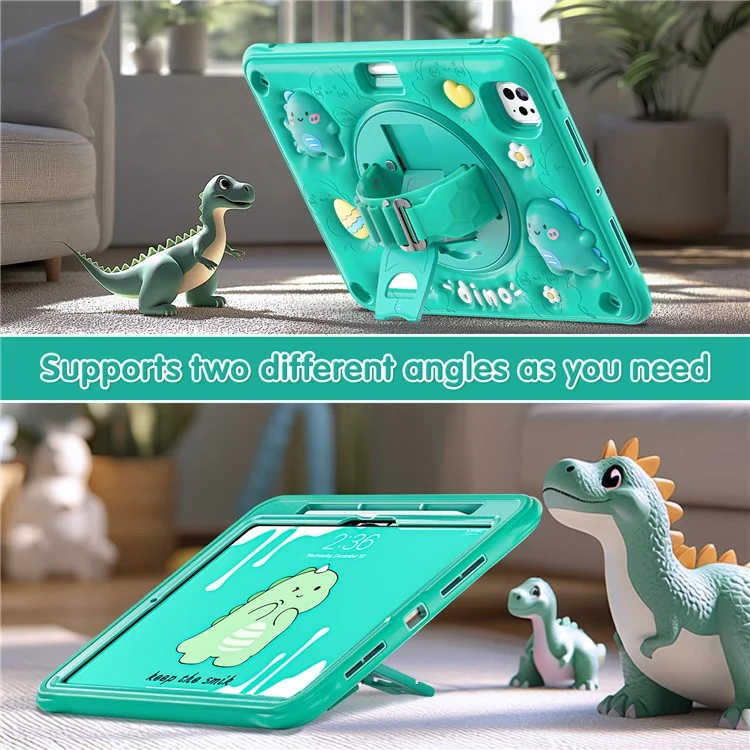 Für Ipad Pro 11 (2024) Fall Cartoon Dinosaurier Handgurt Kickstand Pc+silikon+tpu -abdeckung
