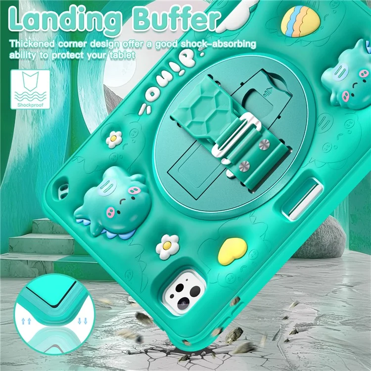 Für Ipad Pro 11 (2024) Fall Cartoon Dinosaurier Handgurt Kickstand Pc+silikon+tpu -abdeckung