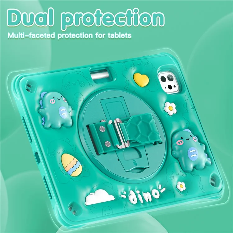 Für Ipad Pro 11 (2024) Fall Cartoon Dinosaurier Handgurt Kickstand Pc+silikon+tpu -abdeckung