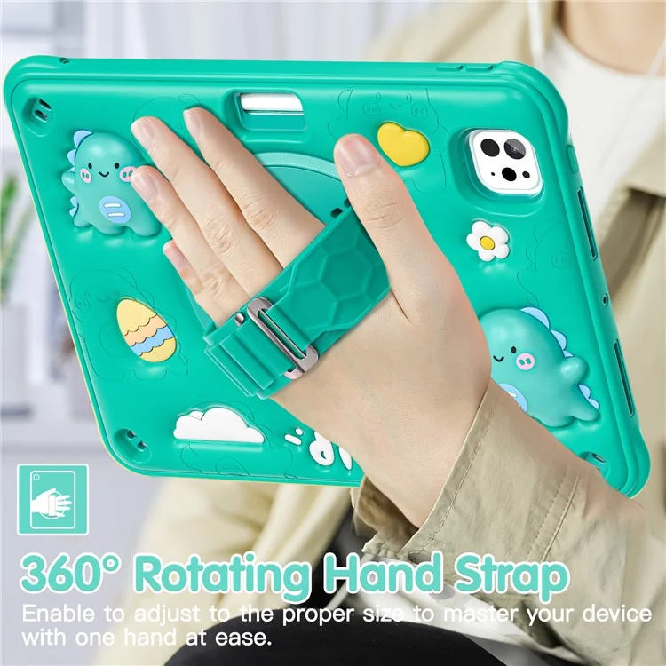 Für Ipad Pro 11 (2024) Fall Cartoon Dinosaurier Handgurt Kickstand Pc+silikon+tpu -abdeckung