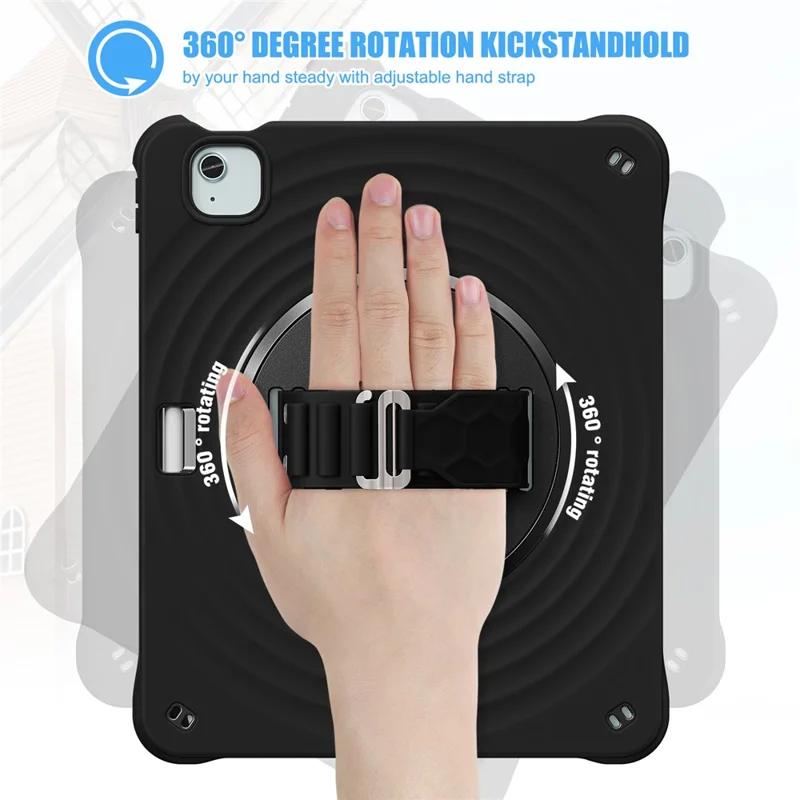 For iPad Air 13 (2025) / (2024) / Pro 12.9 (2022) / (2021) / (2020) / (2018) Case Kickstand TPU+PC+Silicone Tablet Cover - Black