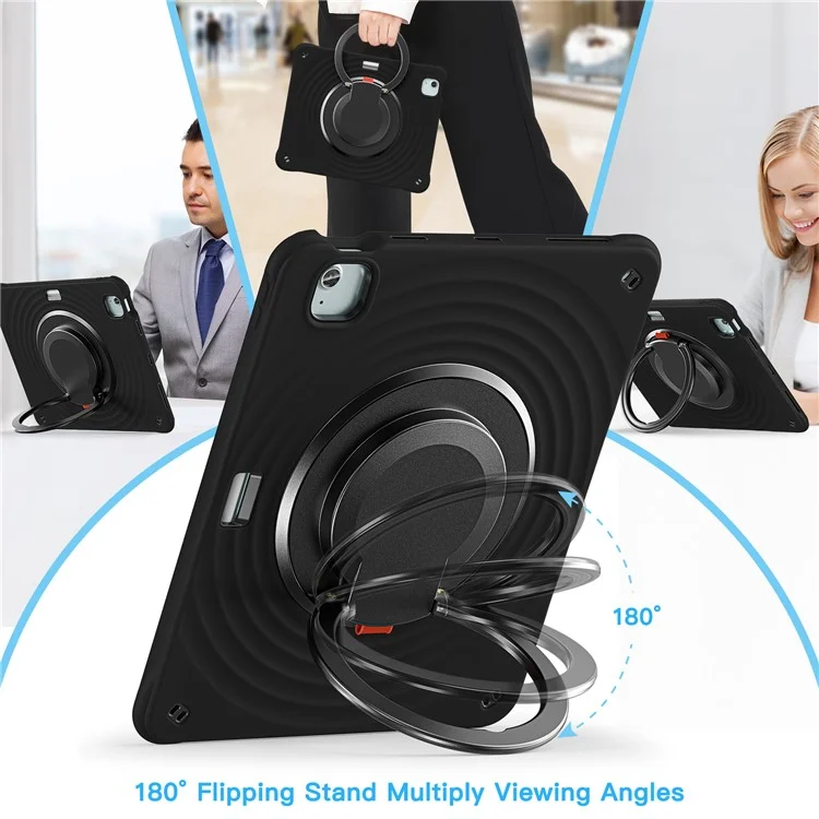 para ipad air 13 (2024) / ipad pro 12.9 (2022) /(2021) /(2020) /(2018) case kickstand pc+silicone+tpu tablet tampa - preto
