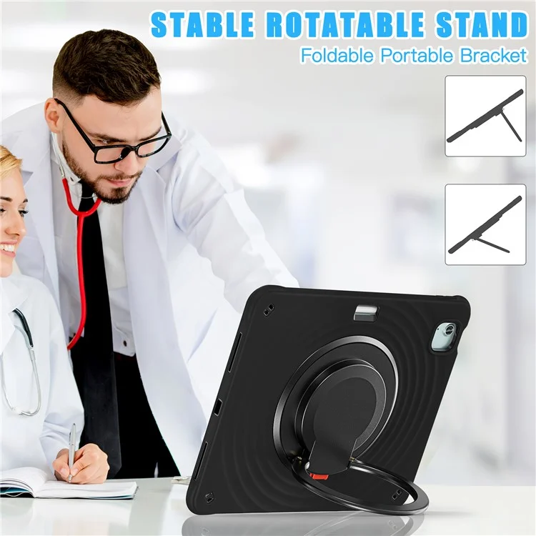 para ipad air 13 (2024) / ipad pro 12.9 (2022) /(2021) /(2020) /(2018) case kickstand pc+silicone+tpu tablet tampa - preto