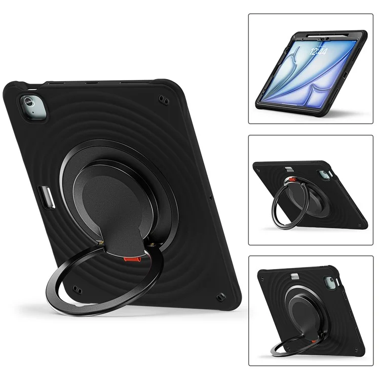 para ipad air 13 (2024) / ipad pro 12.9 (2022) /(2021) /(2020) /(2018) case kickstand pc+silicone+tpu tablet tampa - preto
