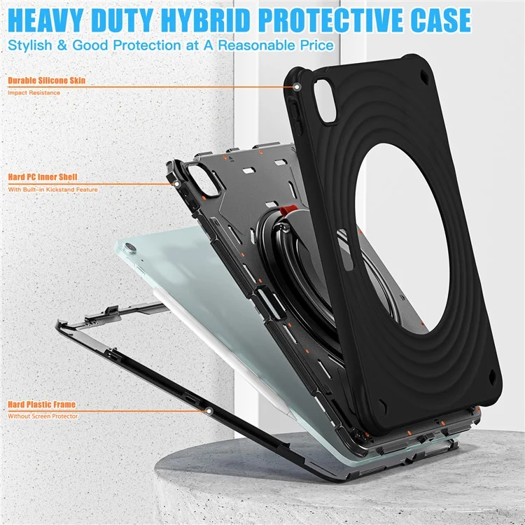 para ipad air 13 (2024) / ipad pro 12.9 (2022) /(2021) /(2020) /(2018) case kickstand pc+silicone+tpu tablet tampa - preto